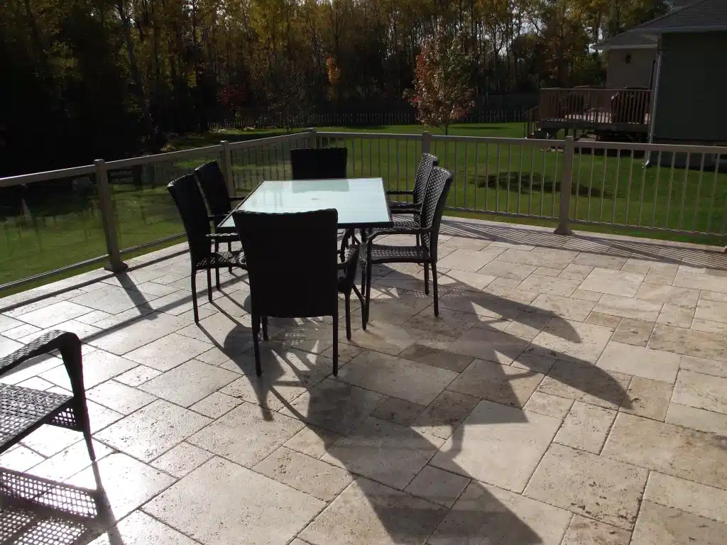 travertine stone square tile patio