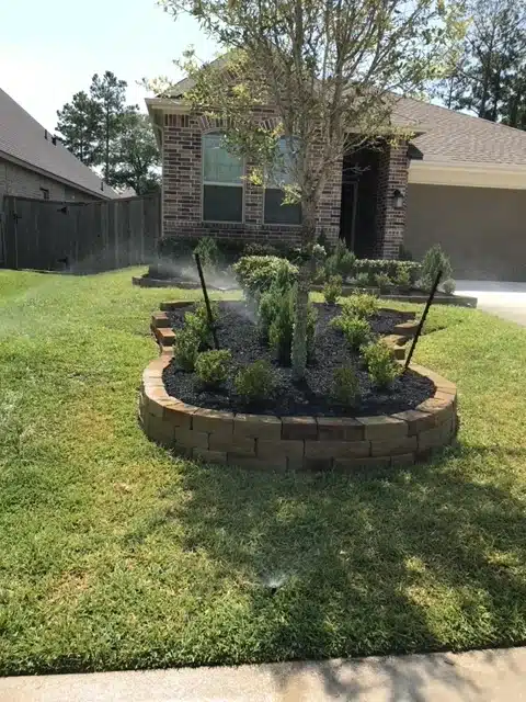 stone work and landscaping front yard
