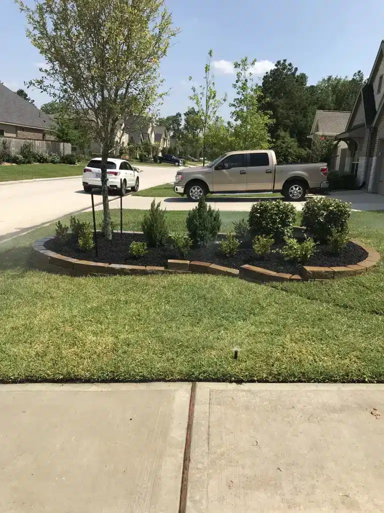 stone work and landscaping front yard